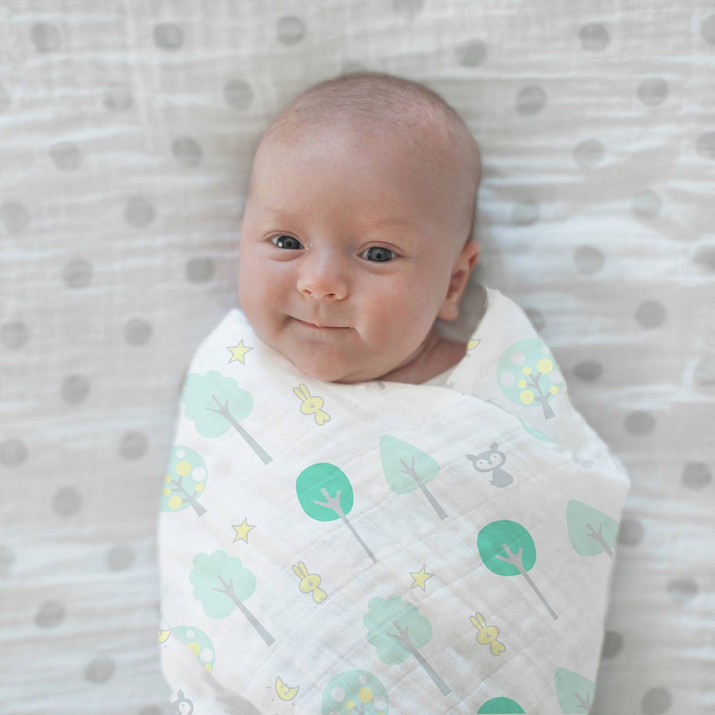 Green Woodland Muslin Swaddle Blanket