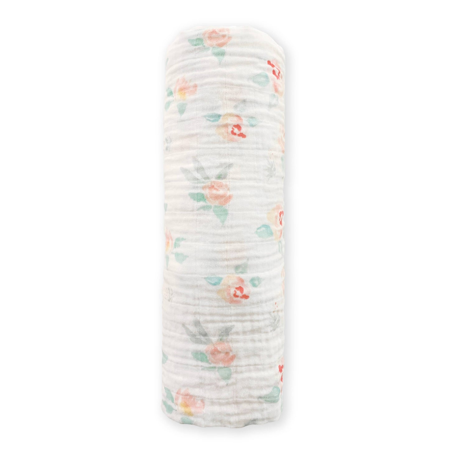 Watercolor Peachy Pink Floral Muslin Swaddle Blanket