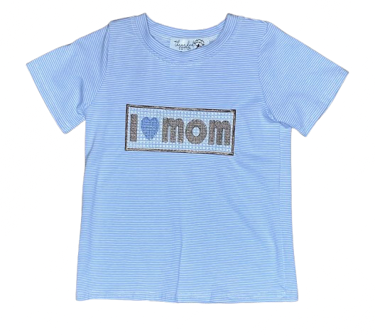 Faux Smocked I Love Mom Tee