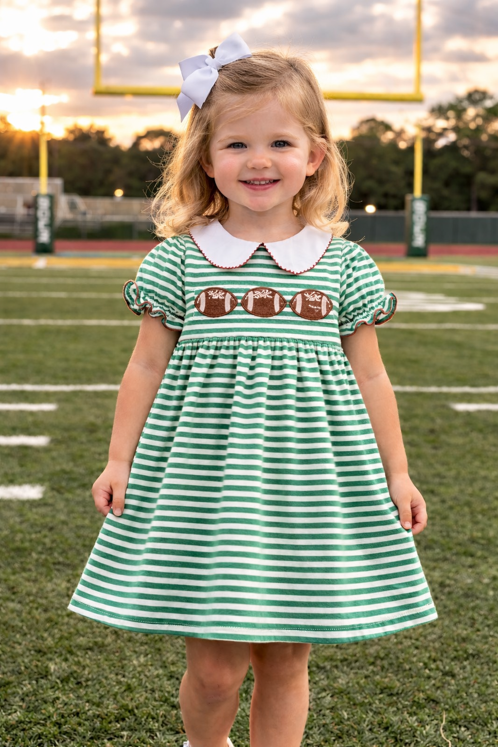 Green and White Football Trio Dress
