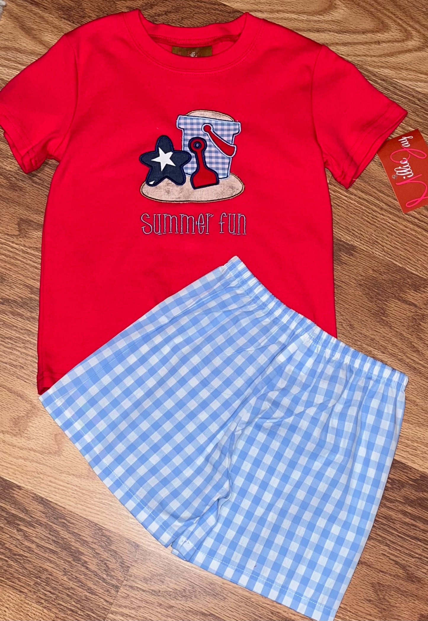 Beach Bucket Applique Boy's Short Set