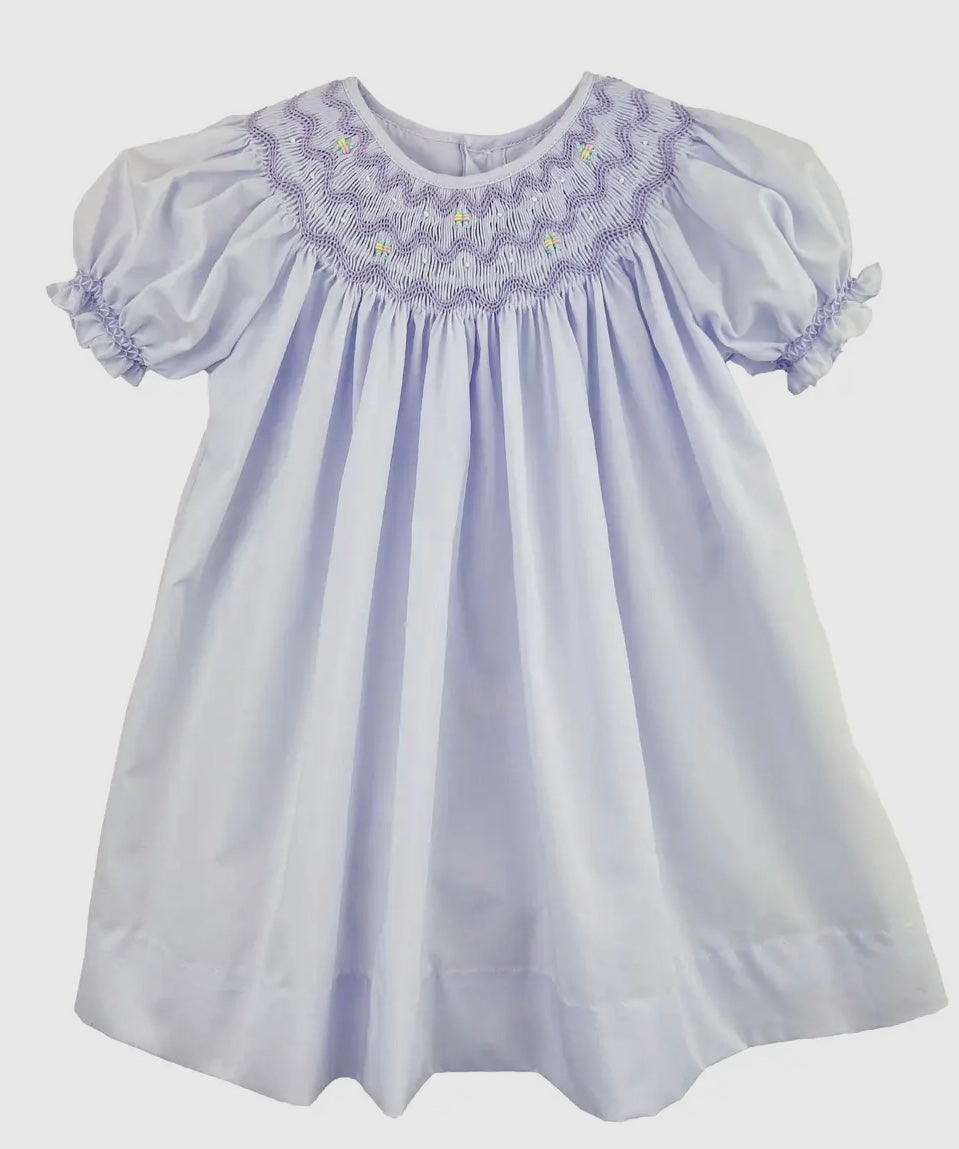 Lavender Smocked Daygown w/ Bonnet