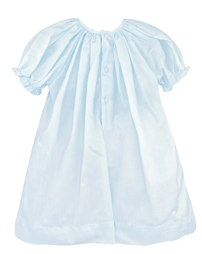Light Blue Smocked Daygown w/ Embroidered Hem