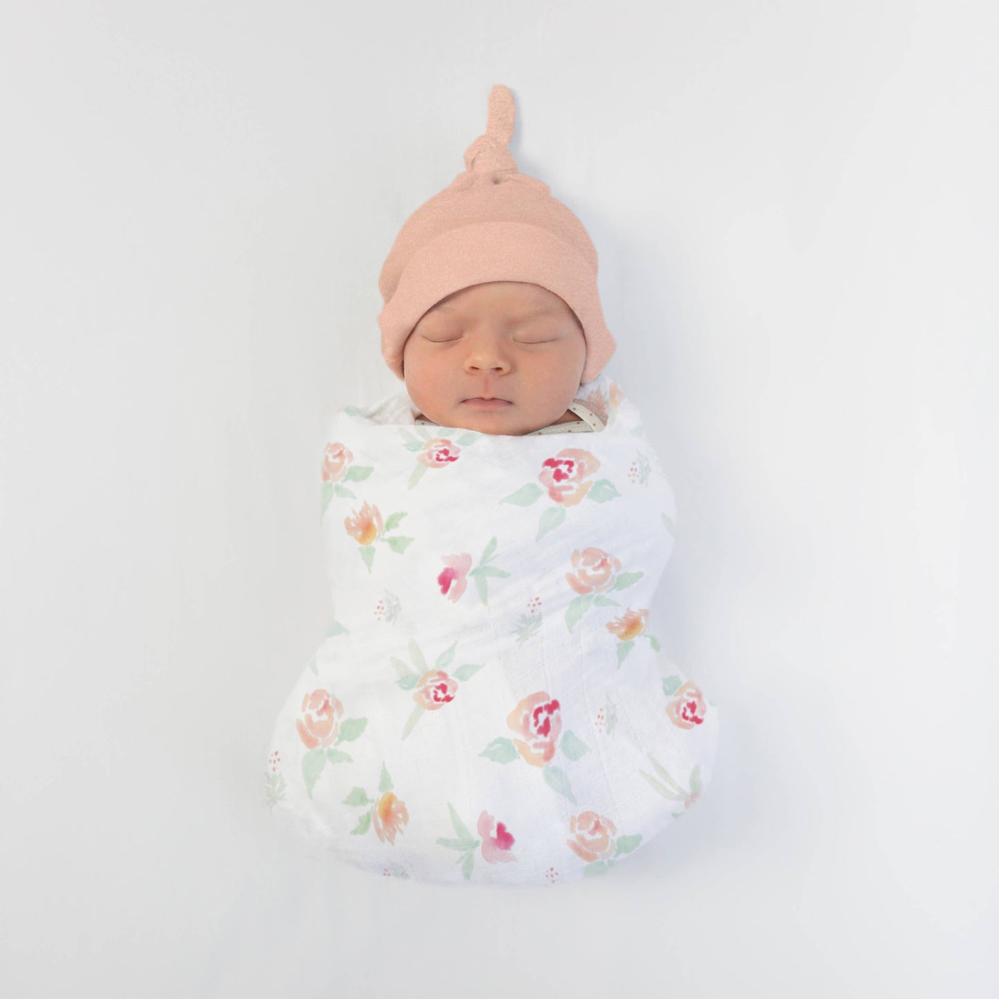Watercolor Peachy Pink Floral Muslin Swaddle Blanket
