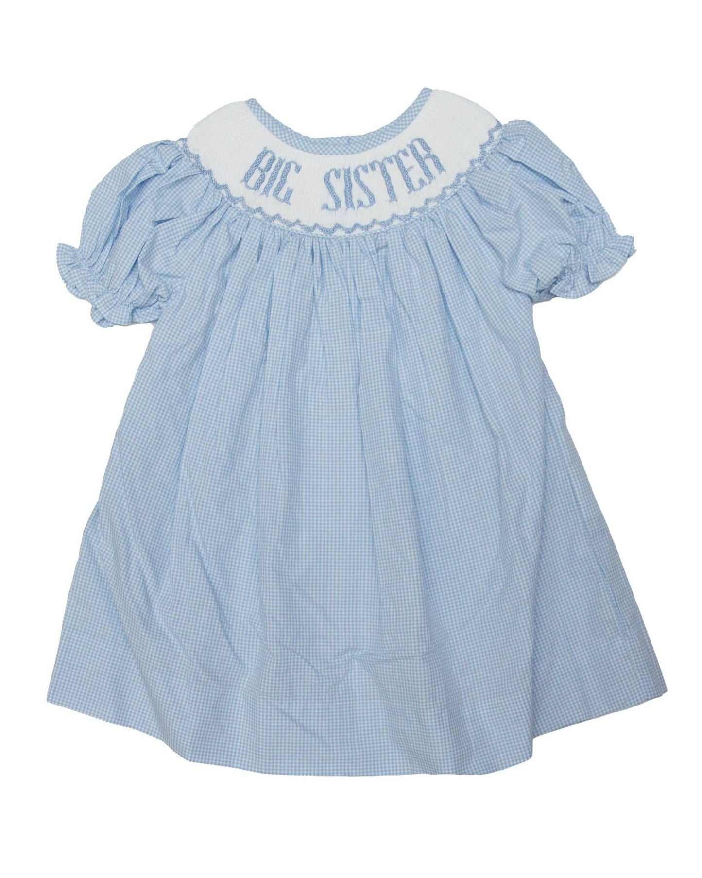 Smocked "Big Sister" Bishop Dress (Blue)