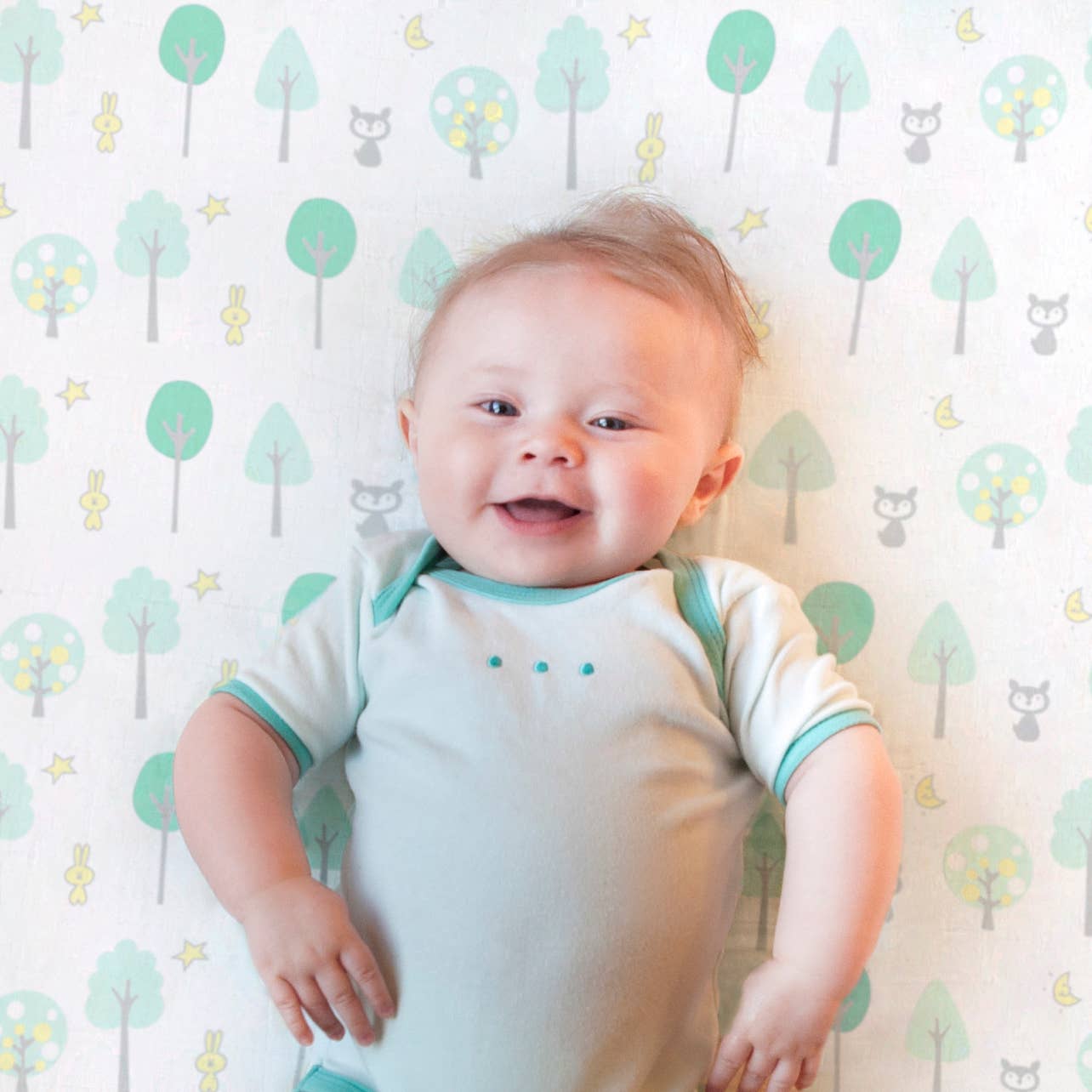 Green Woodland Muslin Swaddle Blanket