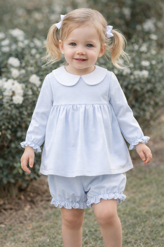 Light Blue Striped Bloomer Set