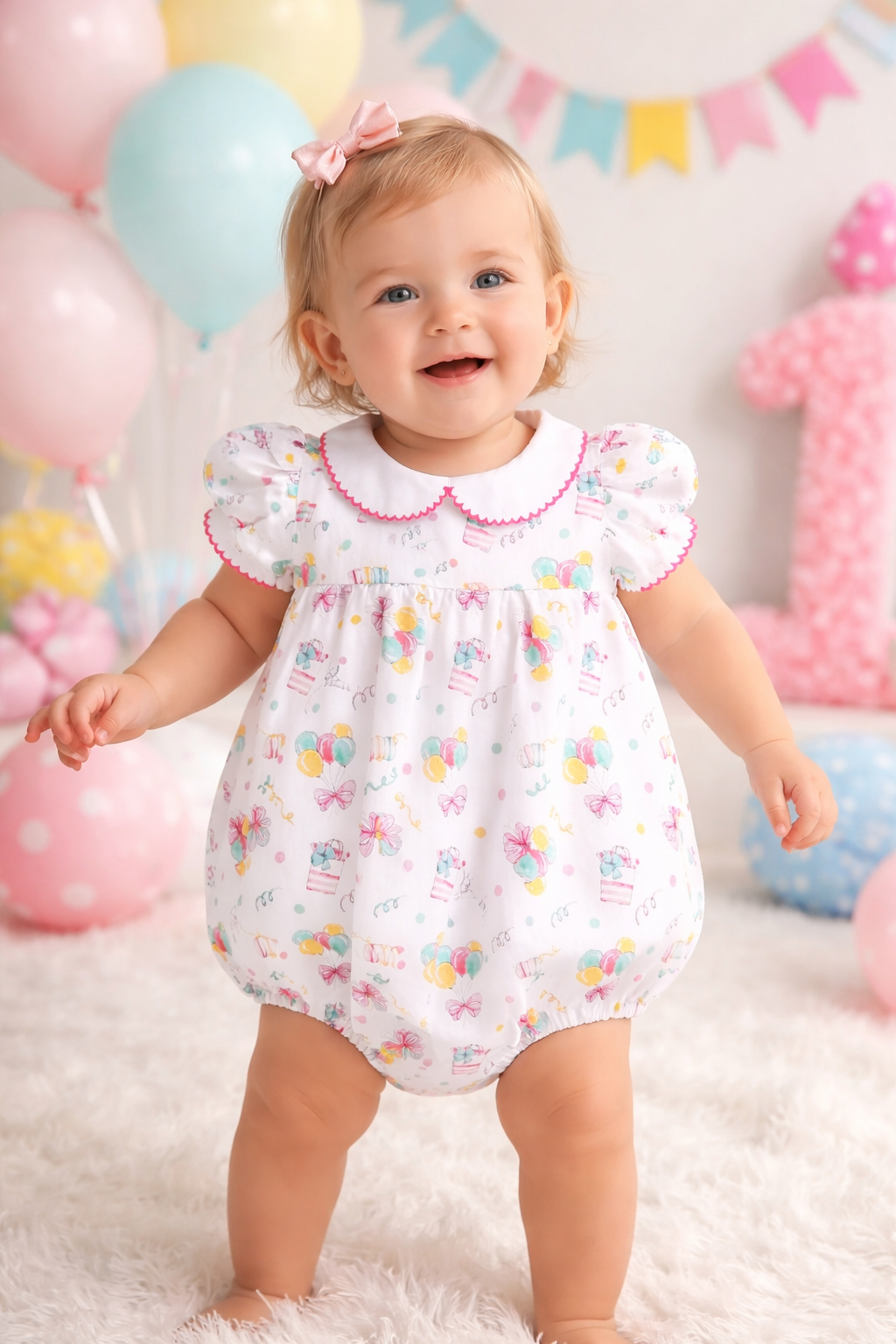 Birthday Pima Cotton Girl Romper
