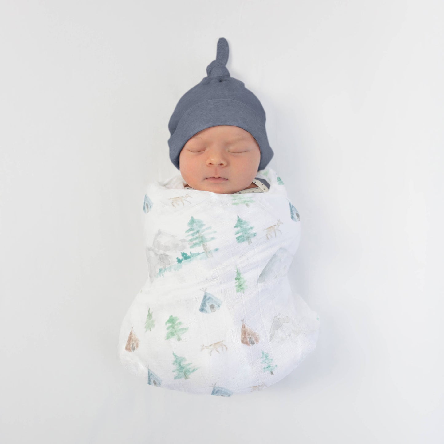 Watercolor Mountains & Trees Muslin Swaddle Blanket