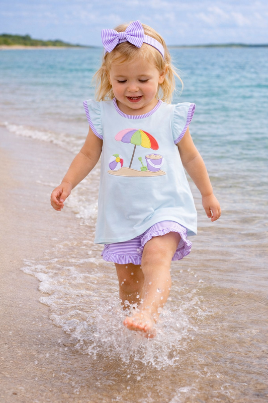 Beach Umbrella Ruffled Short Set