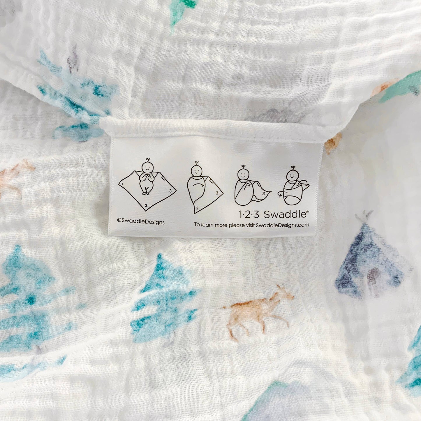Watercolor Mountains & Trees Muslin Swaddle Blanket