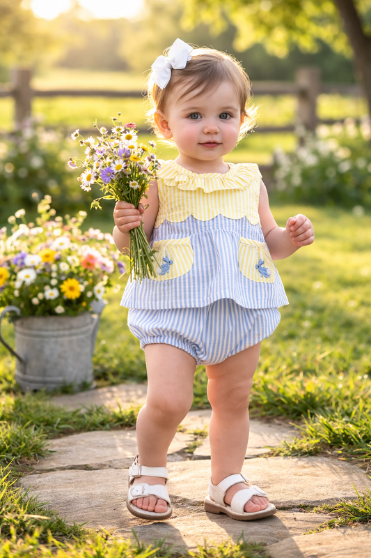 Seersucker Bunny Bloomer Set