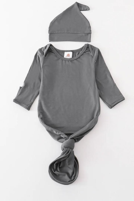 Bamboo Baby Gown Set - Charcoal
