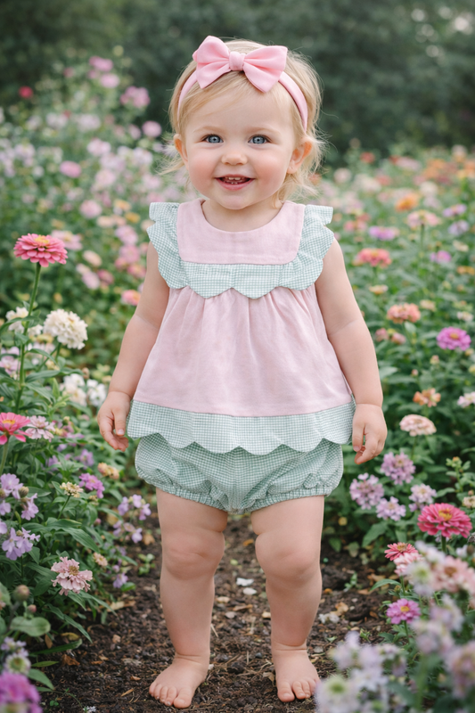 Lila Pink/Green Bloomer Set