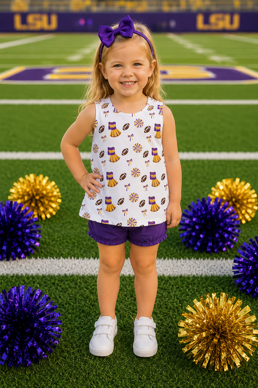 Varsity Purple Blaire Bow Back Set
