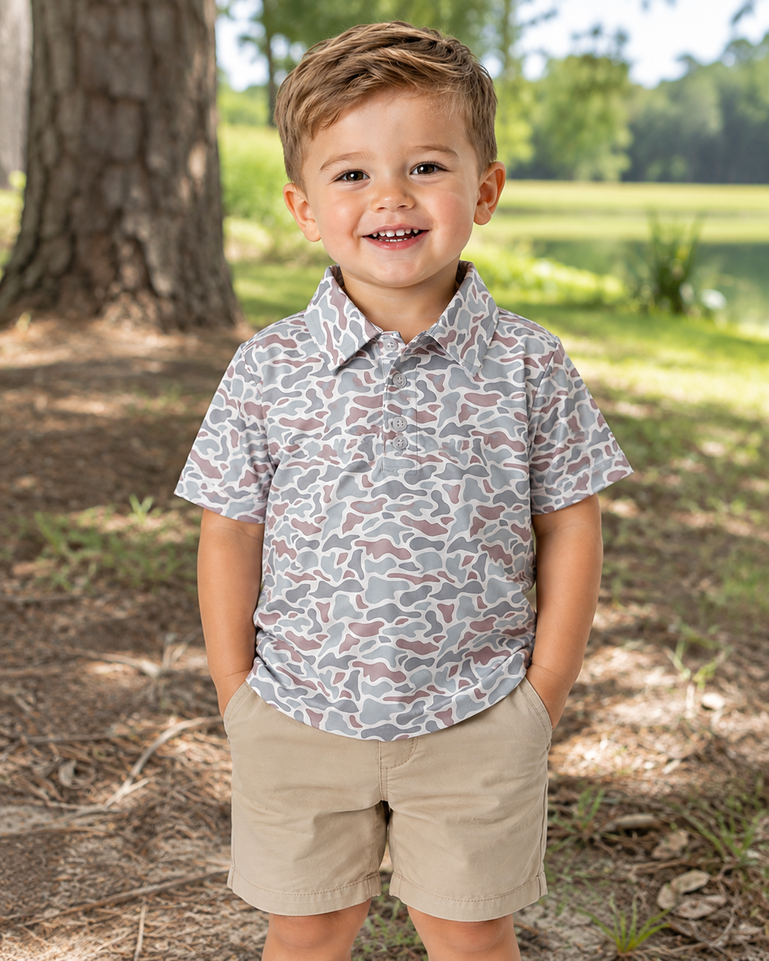 Retro Whitetail Camo Performance Polo