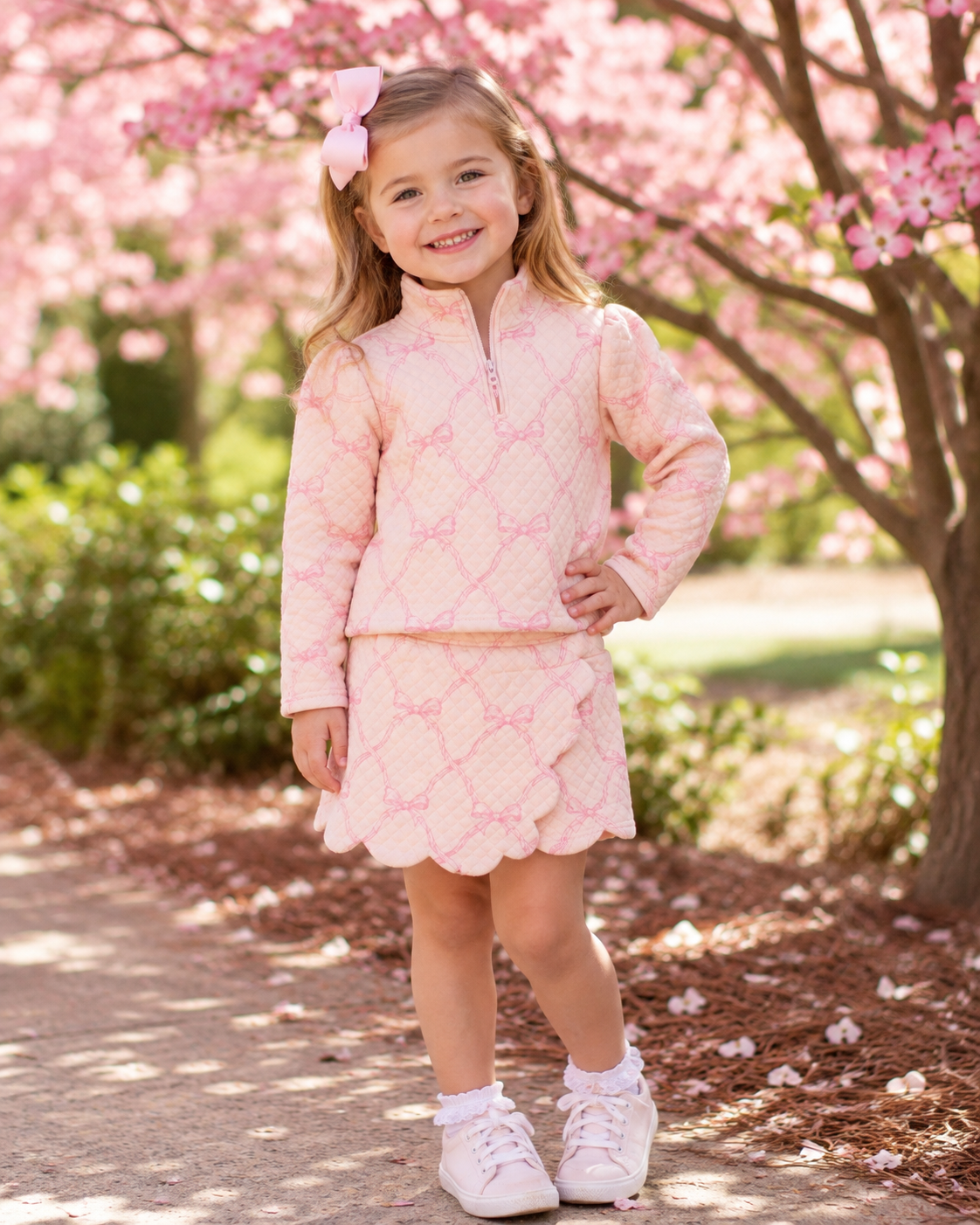 Dainty Bows Scalloped Skort Set
