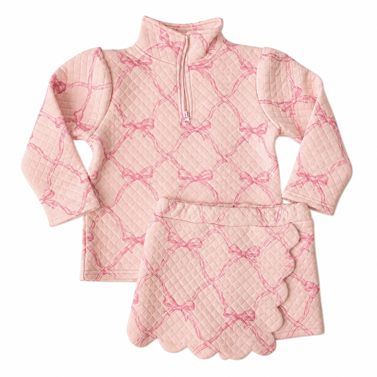 Dainty Bows Scalloped Skort Set