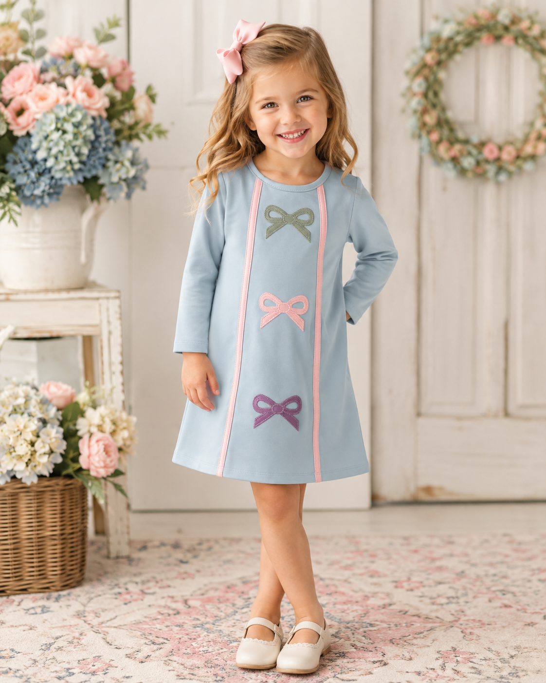 Maci Bow Long-Sleeve Dress