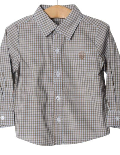 Blue/Brown Plaid Button-Down Shirt