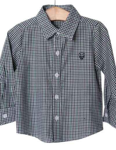Navy/Green Plaid Button Down Shirt