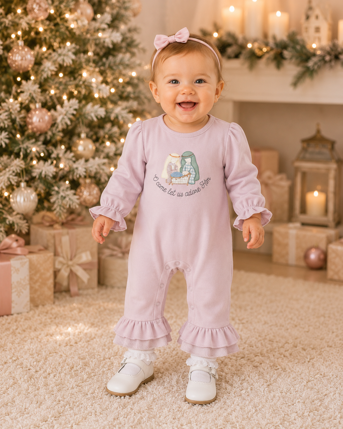 Nativity Appliqué Ruffled Romper