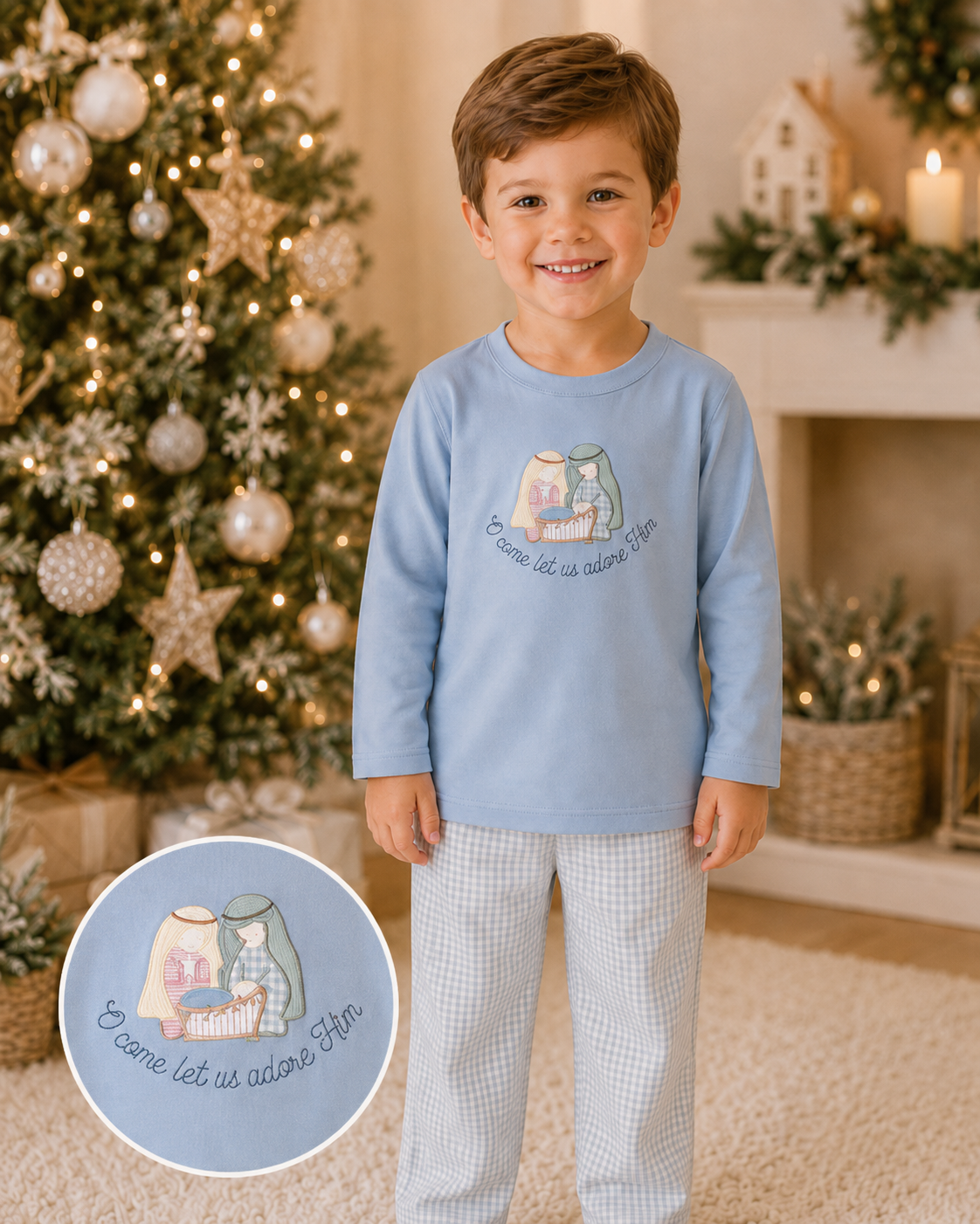 Nativity Appliqué Pant Set