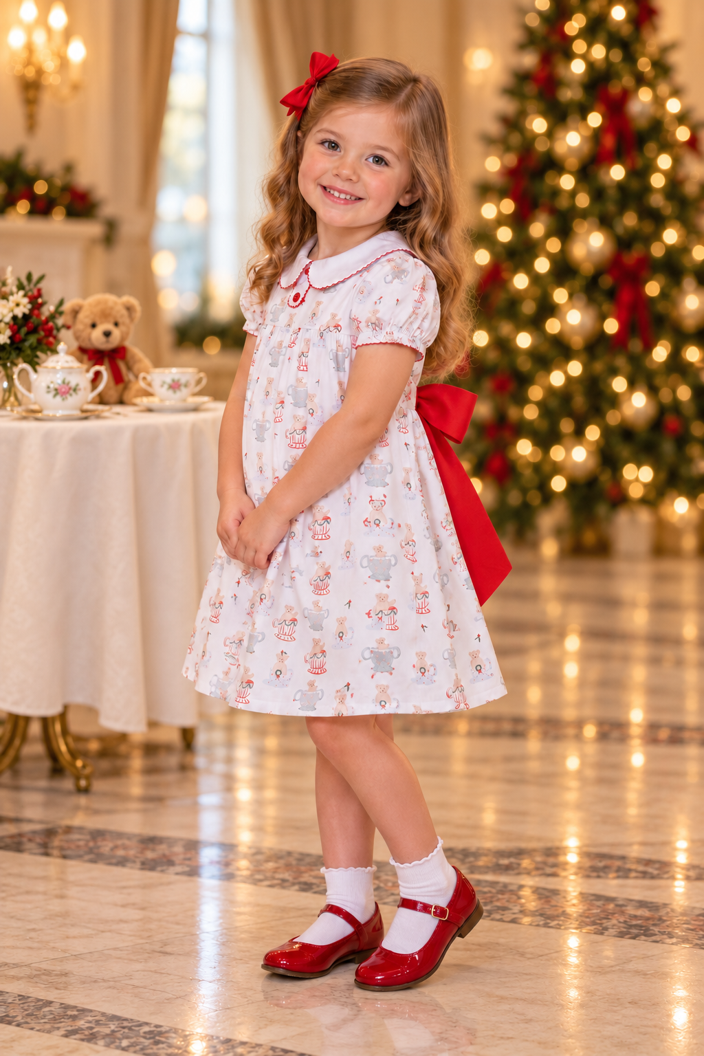 Teddy Bear Tea Bow Dress