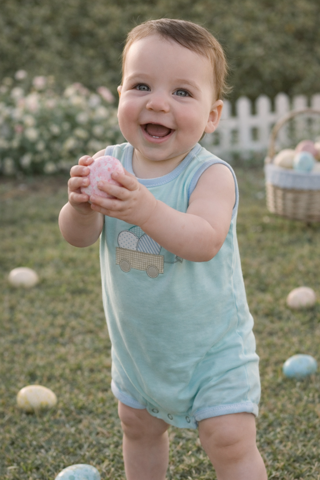 Easter Wagon Applique Boy Bubble