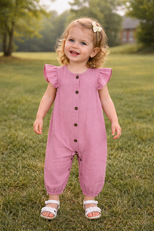 Muslin Ruffle Sleeve Romper