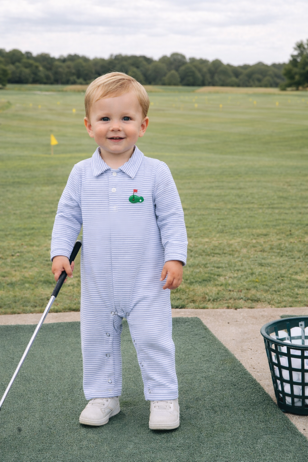 Embroidered Golf Long-Sleeve Romper