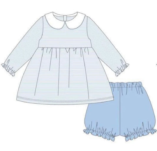 Light Blue Striped Bloomer Set