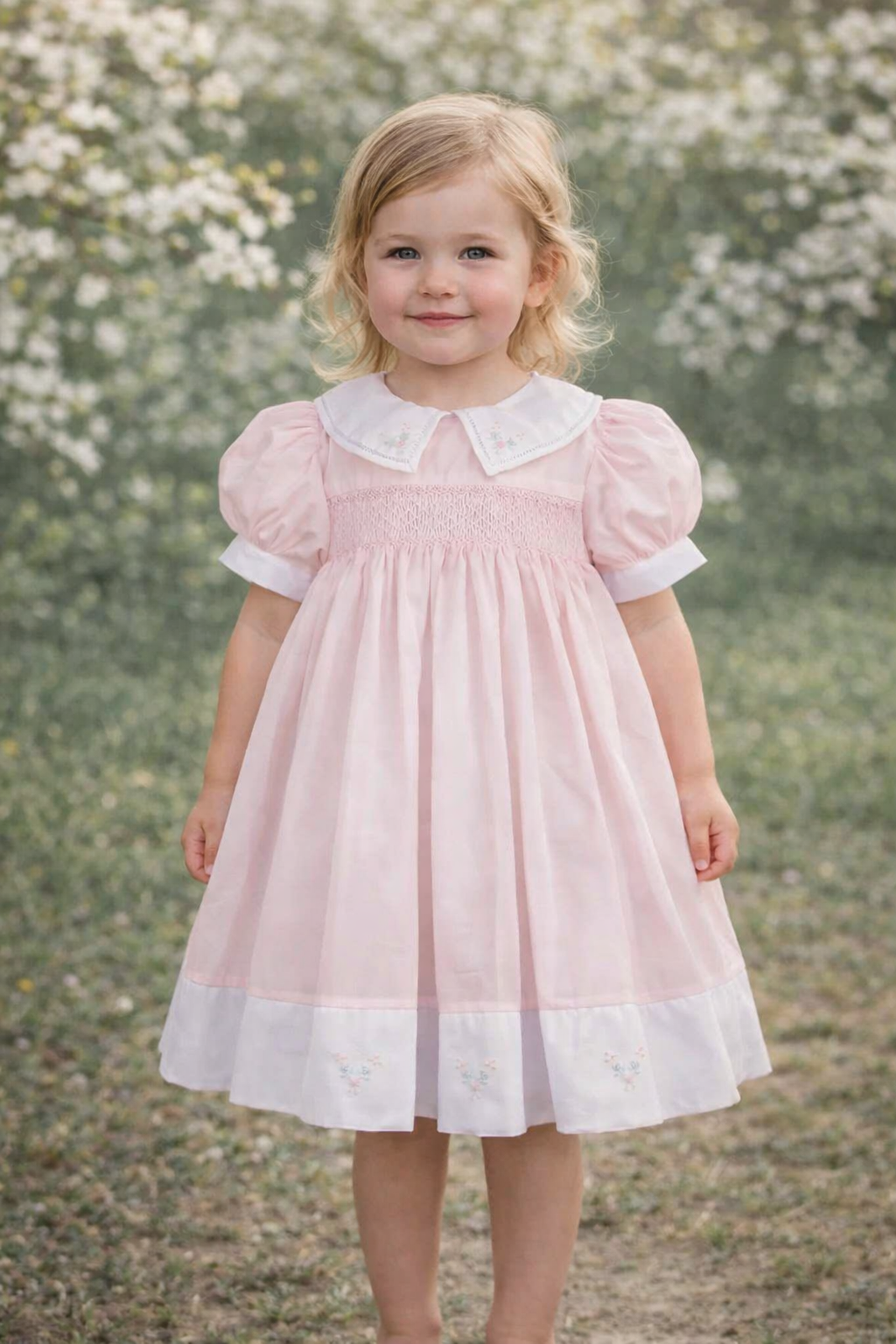Split Collar Smocked Dress