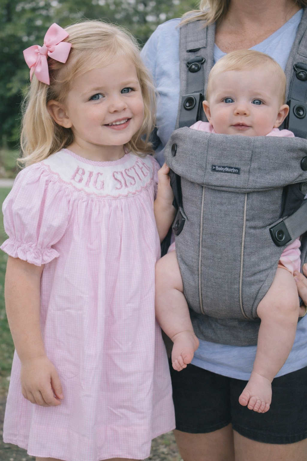 Smocked "Big Sister" Bishop Dress (Pink)