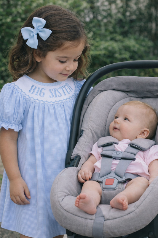 Smocked "Big Sister" Bishop Dress (Blue)