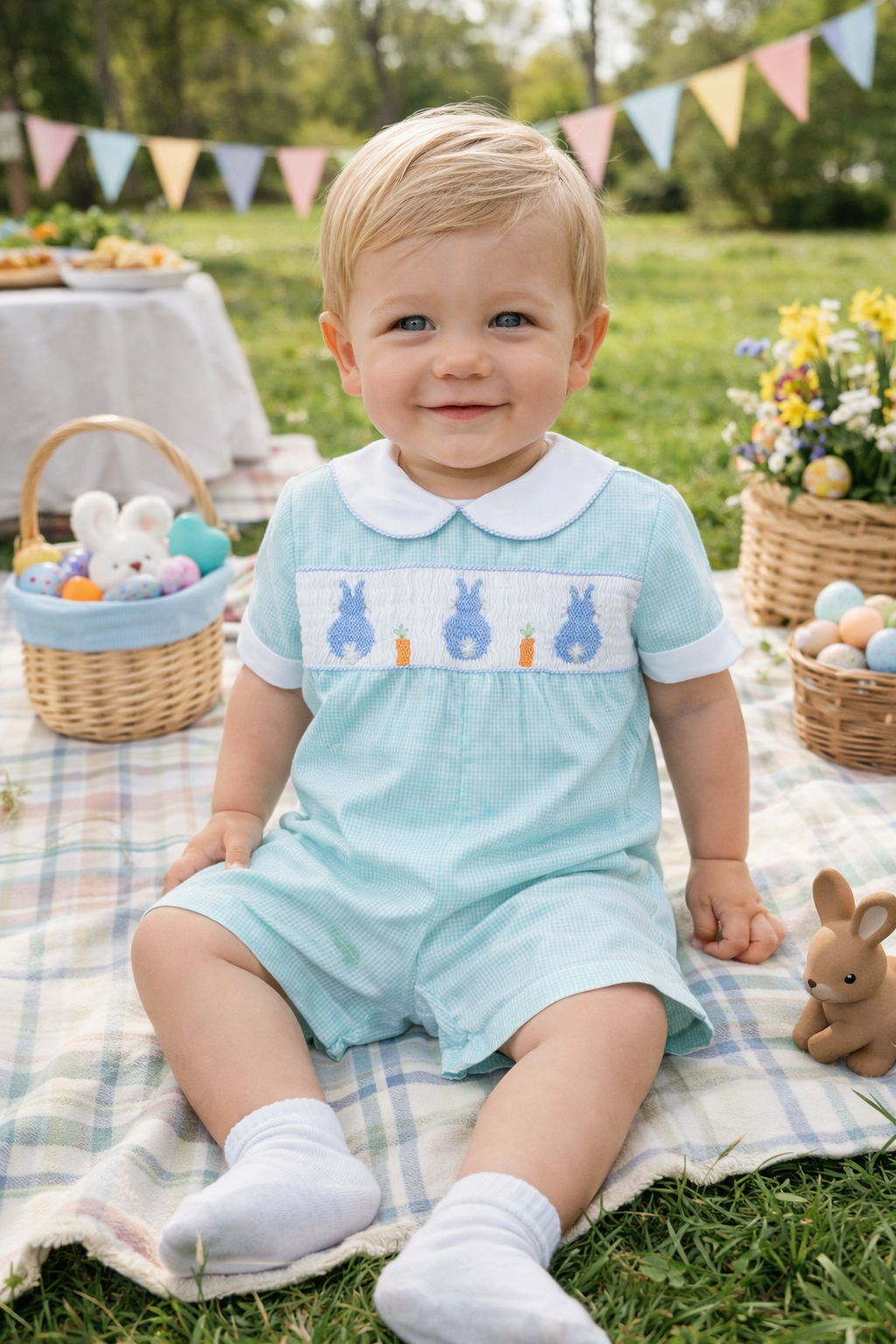 Smocked Easter Bunny Romper