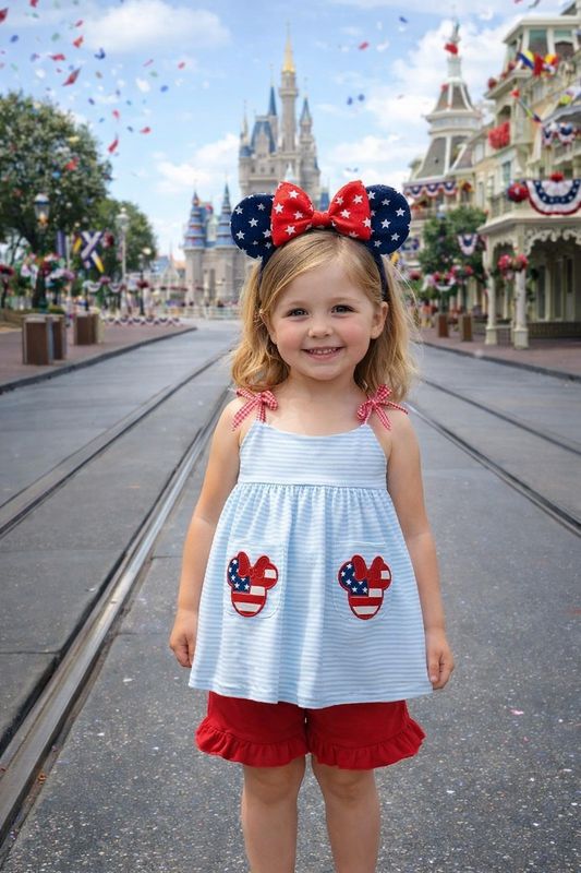 Patriotic Mouse Girl Short Set