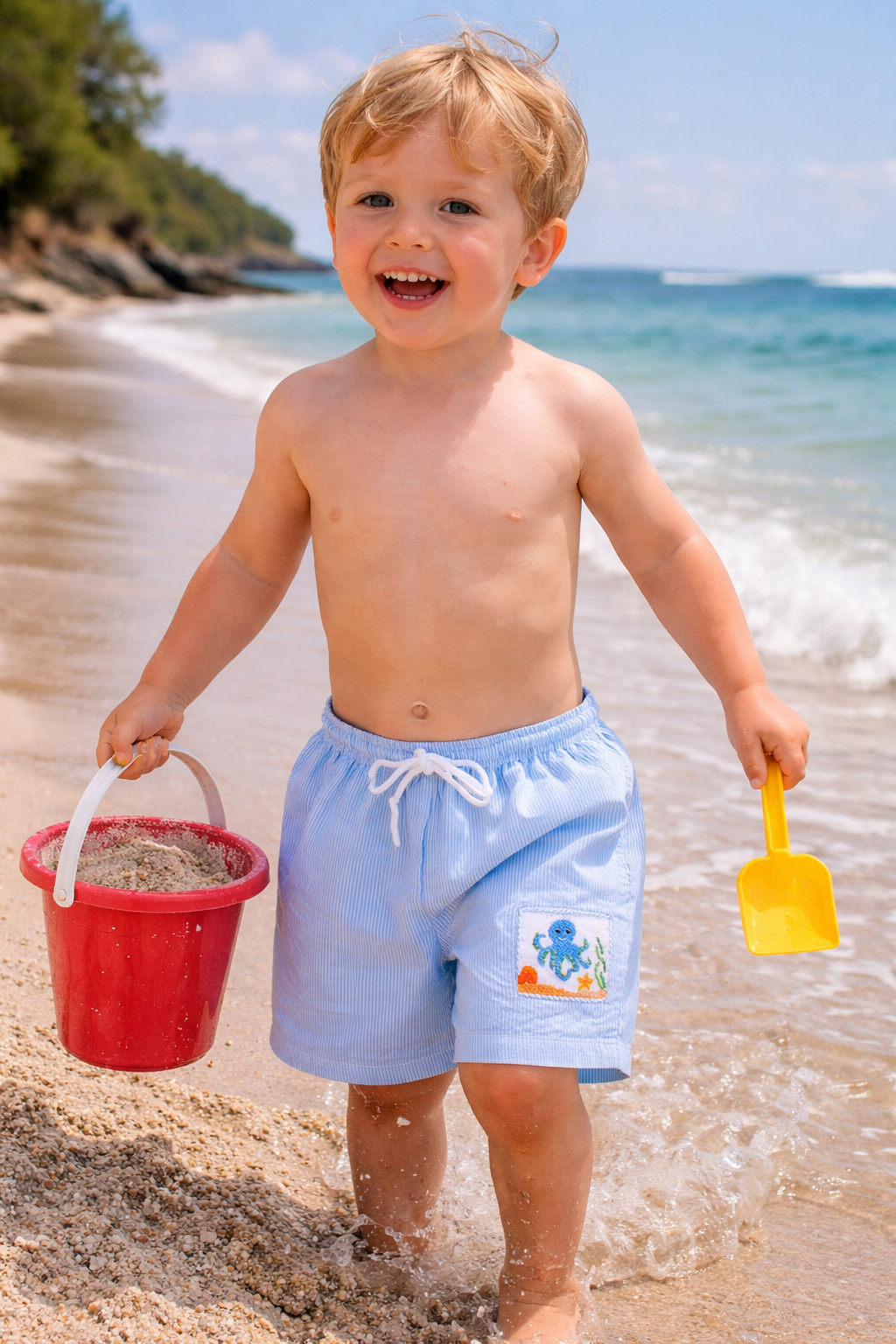 Under the Sea Smocked Swim Trunks