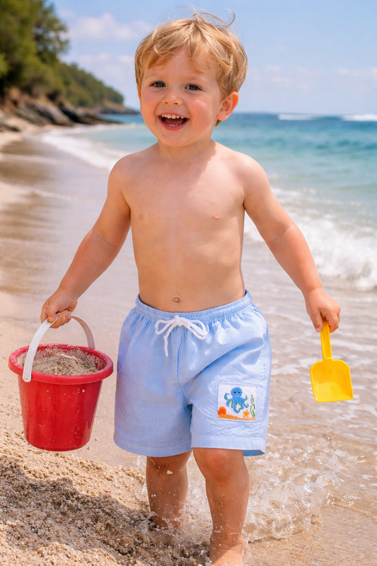 Under the Sea Smocked Swim Trunks