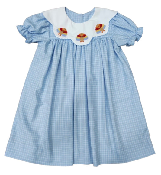 French Knot Turkeys Bishop Dress