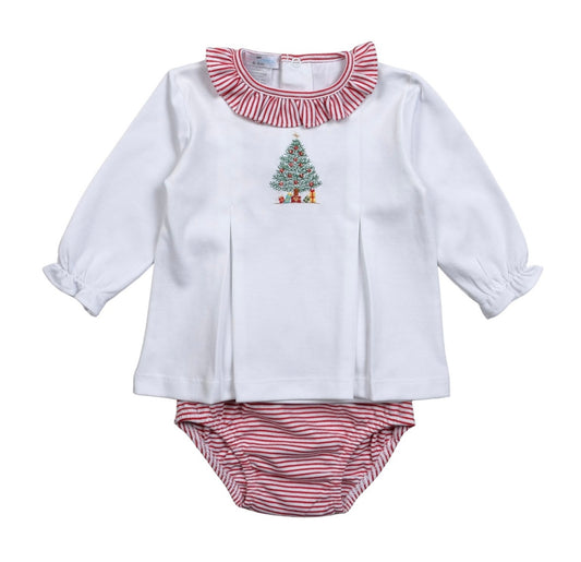 Christmas Tree Ruffled Pima Set