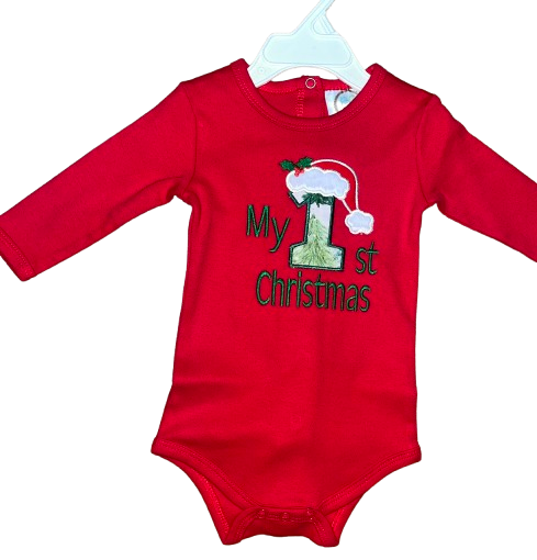 My First Christmas Appliqued & Embroidered Onsie