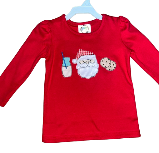 Cookies for Santa Appliqued Girl Tee