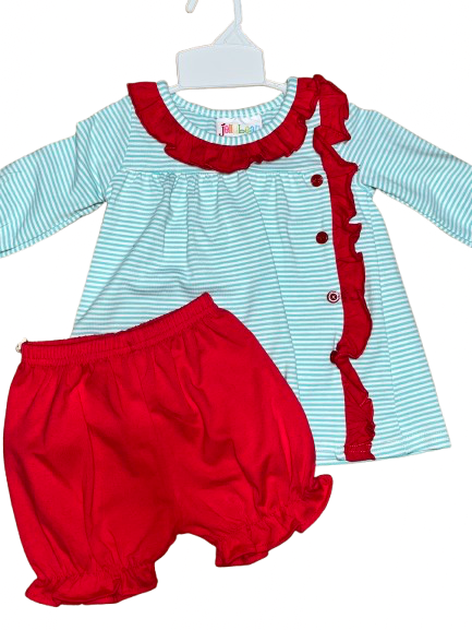 Mint Striped Bloomer Set