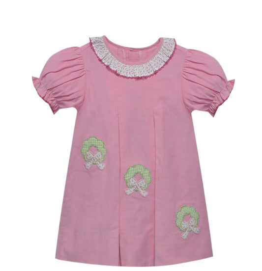 Pink Reese Dress - Wreath w/Bow