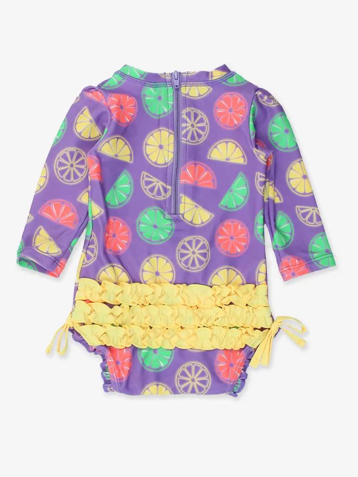 Neon Purple Citrus Rash Guard Swimsuit