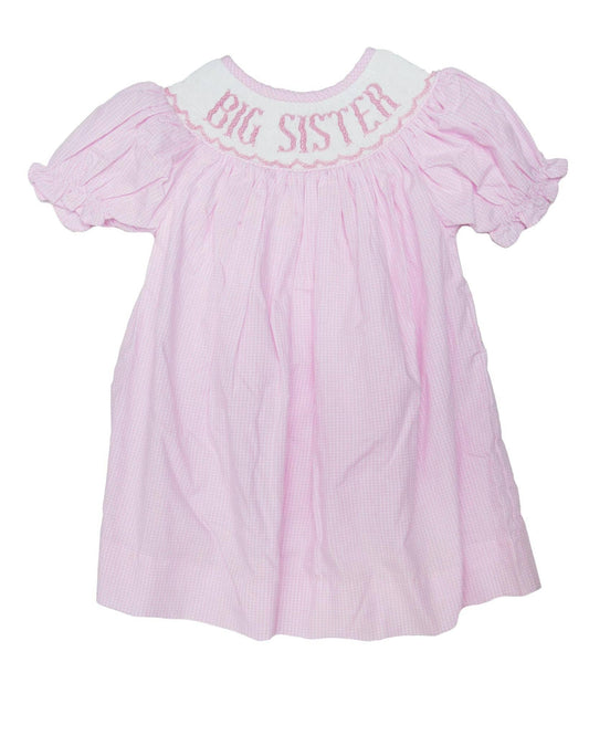 Smocked "Big Sister" Bishop Dress (Pink)